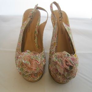 Chinese Laundry Paisley Wedge Open Toe Sandals 6